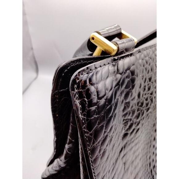 Retta Wolff Vintage Croc Embossed Leather Bag-Made in Italy Dark Brown Dust Bag - Picture 9 of 16